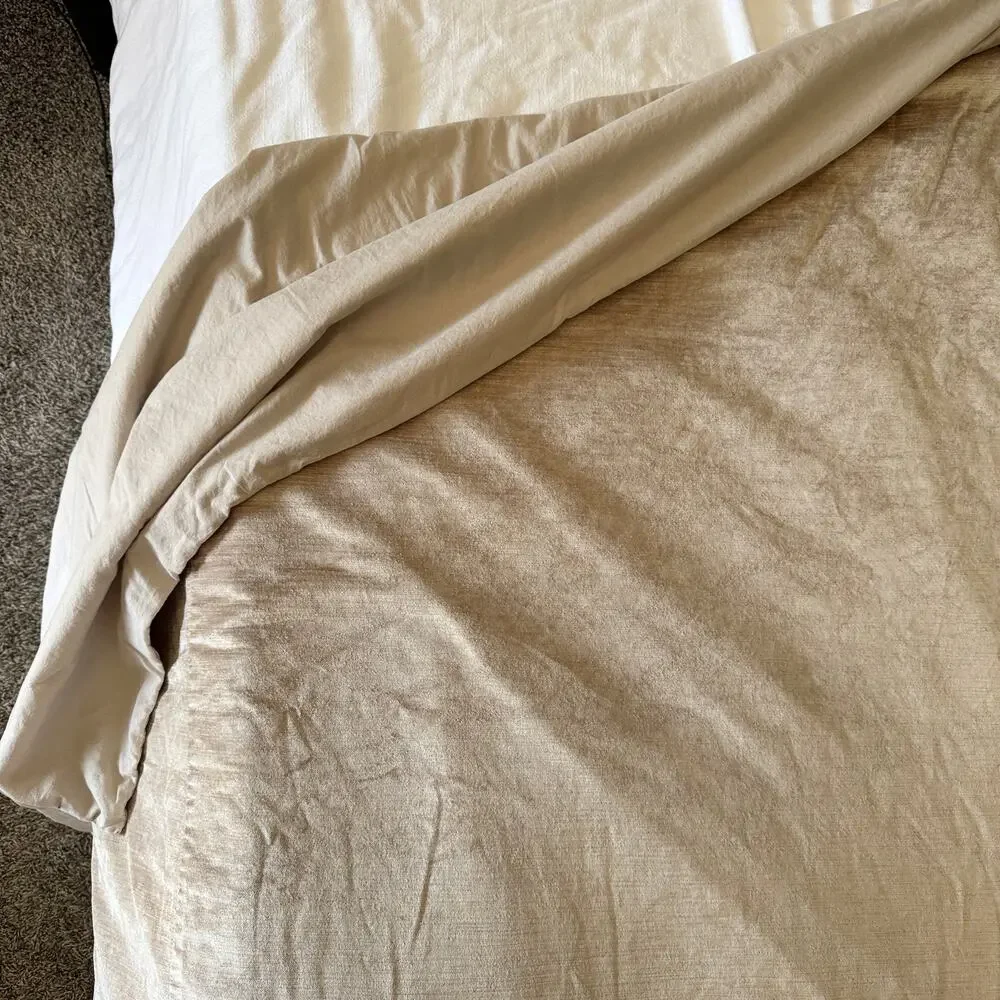 West Elm Velvet Duvet Cover in Sand Full/Queen
